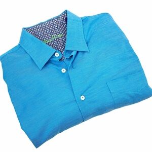 Alan Flusser Blue Casual Button Down XL